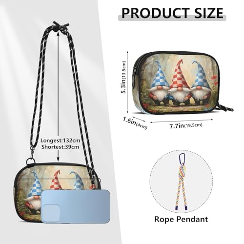 STAYTOP Three Cute Gnomes Small Crossbody Bag Cellphone Purse Wallet for Women & Men,Mini Travel Purse-Three Cute Gnomes3
