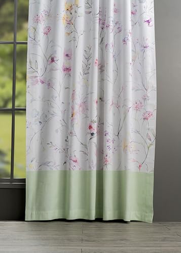Image of Maison d' Hermine Curtains for Living Room 100% Cotton 84 inch Length One Panel Light Filtering Curtains for Window with Rod and Loop Pockets Gifts for Mothers Day (Summer Floral - Green, 50 inchW x 84 inchL)