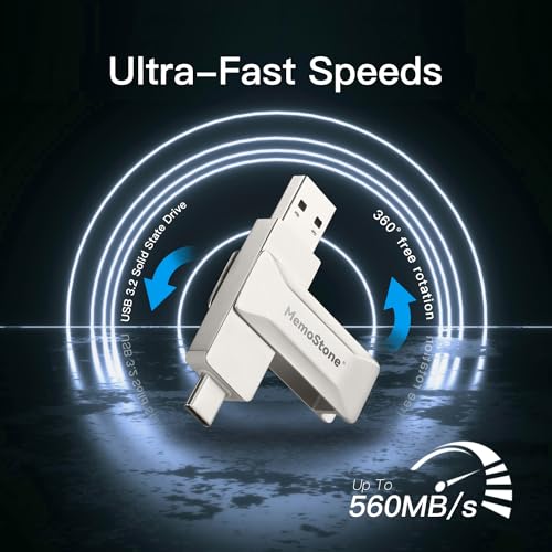 KingSpec MemoStone 256GB External SSD USB-C 540MB/s, High Speed Portable USB Flash Drive with 3D NAND Flash, Compatible - Additional View