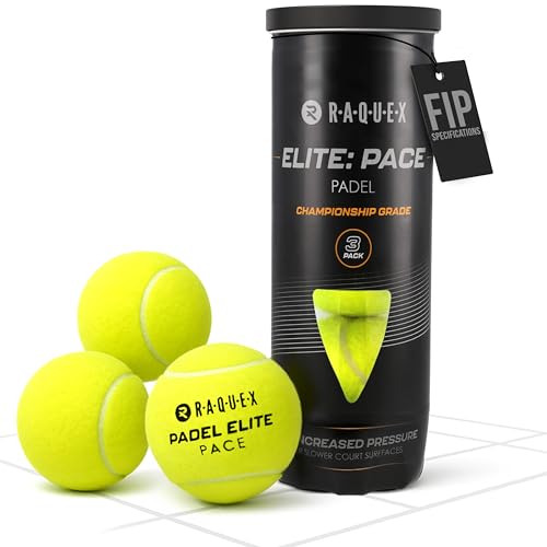 Raquex Elite Padel Balls – 3, 6, 9 or 120 Balls - Two Pressure/Speed Options - For All Court Surfaces - FIP Approved (Elite Pace)