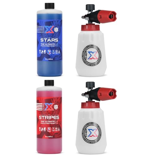 Chem-X: Stars and Stripes Ultimate Touch Free Vehicle Wash Chrome Foam Cannon Kit - 32 Ounce