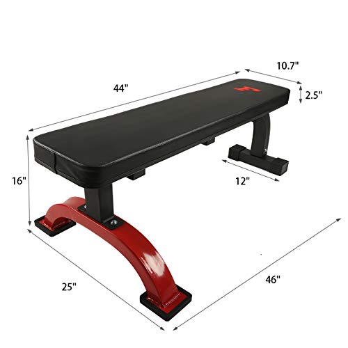 YESJOY Flat Weight Bench- 600 lbs Capacity Home Gym Workout Bench for Weight Training and Abs Exercises (Extra Thick Back Cushion pad)