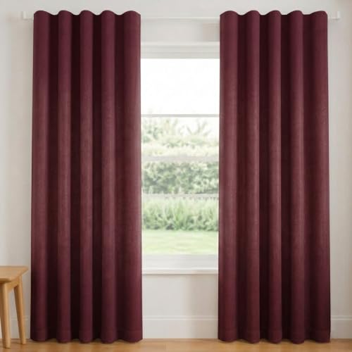 Image of FRESH FROM LOOM Light Block 12 ft Blackout Curtain | Premium 12 ft Long Door Non-Ring Curtains | S-Wave Pleat | Non-Ring Curtains | S-Wave Pleat | Long parda | Parde (Wine | 12 Feet, 1pc Only)