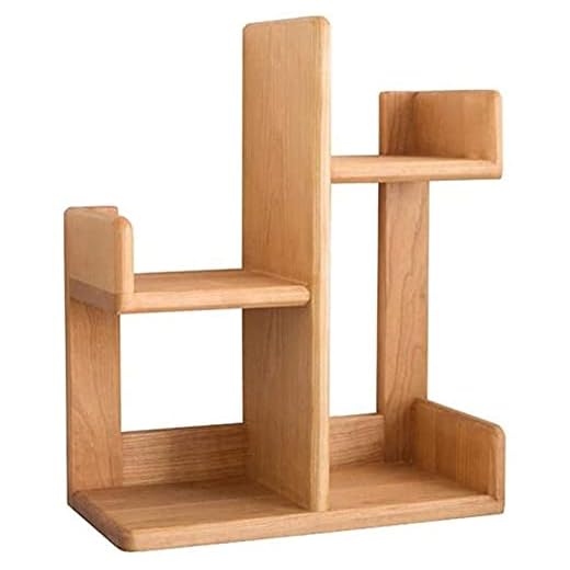 leoye Bokye solida trähyllor, CD/DVD-hylla, bordsbokhylla, svart valnöt/körsbär, skrivbord liten bokhylla (färg: Körsbärsträ storlek: 45 x 22 x 55 cm)