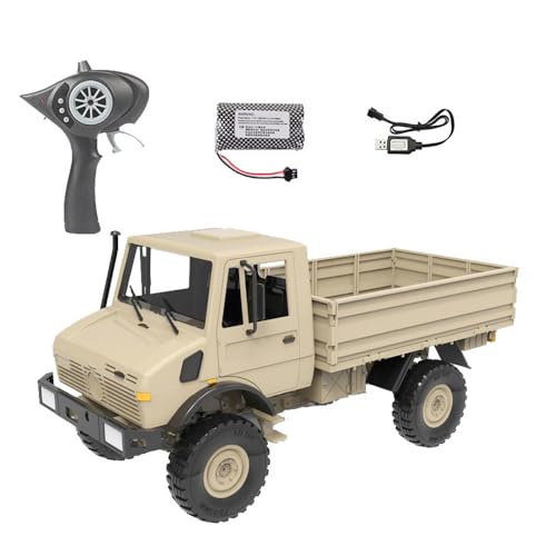 Ichlovdu RC LKW Truck Off-Road 1:12 Militär Truck 4WD Geländewagen Ferngesteuerter 2.4Ghz Jeep Army Crawler Spielzeug für Kinder Erwachsene Gashebel-Lenksteuerung Ladefläche (Khaki)