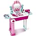 Toy Chef Rolling Make Up Table for Kids Girls - 2in1 Suitcase & Beauty Station w/ Mirror, Hair Dryer & Fashion Accessories - Toddler Vanity Set for 3 Year Old +