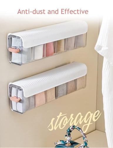 Image of Wall Mounted Socks & Innerwear Organizer for Wardrobe | Pull Out Storage Box for Socks, Underwear, Bra & Hanky | Space Saving Wardrobe Organizer for Cupboard | Self Adhesive Hanging Storage Rack (1)