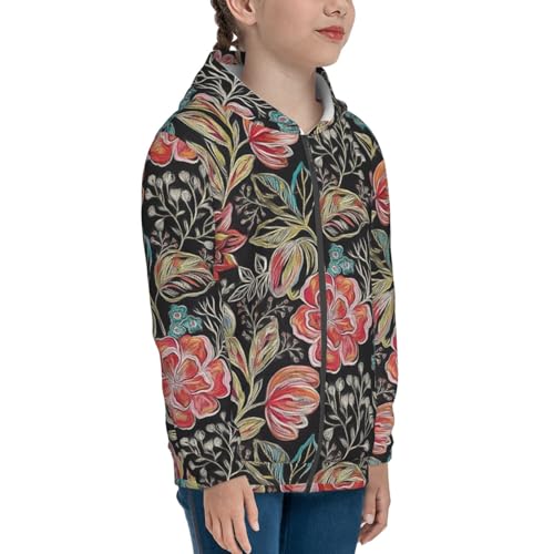 Wonderful white Flowers Kid Hoodies Boys Zip Up Sweatshirts Girls Pullover with Pocket4