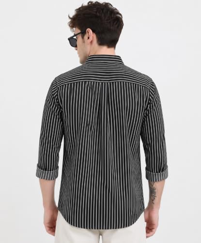 Image of Youth First Men's Cotton Blend Casual Shirt | Regular Fit Solid Full Sleeve Button Down Collared Shirts | Comfortable Formal Office Business Casual for Men