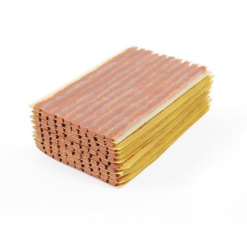 ZERINT TS-135C100 Tiras Pinchazos Coche,100 PCS Kit Reparación Neumáticos,Tiras de reparación de caucho de 3,5 × 100 mm, color marrón, 100 tiras