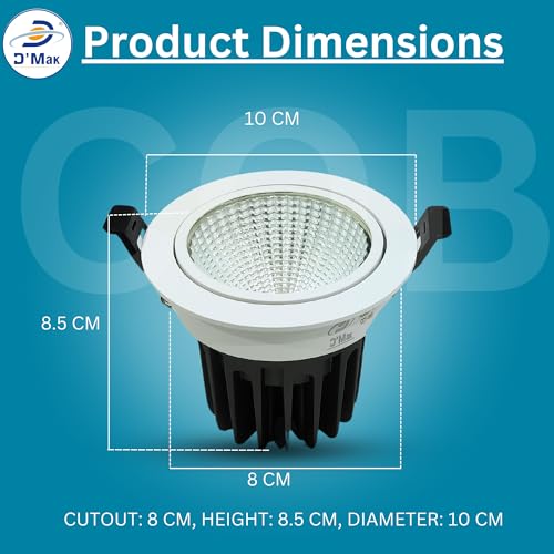 Image of D'Mak Moveble LED COB Light | Recessed LED Ceiling Light for Indoor Lighting | Natural White Color | Aluminium Body (5, 18 Watt)