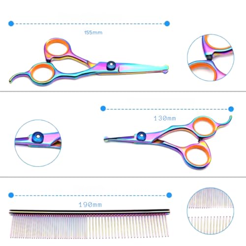 Kit Tesoura Multifuncional Cabelo/pelos Para Cabeleireiro e Pet Shop Tosa Banho Spitz (Multicolorido