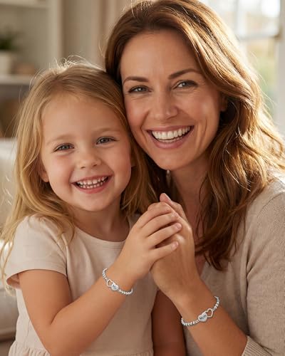 Image of Mother Daughter Bracelets Set for 2 Matching Heart Bracelets for Mother and Daughter to My Mom Bracelet Birthday Mothers Day Gifts for Mom Daughters