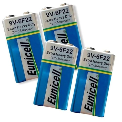 9V PP3 6F22 Battery Block Eunicell Extra Heavy Duty (pack of 4)