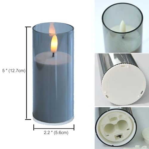 Image of CANDLE CHOICE Indoor Outdoor Flameless Candles with Timer Waterproof Realistic Flickering Battery Operated Pillar LED Lights with Acrylic Shell Wedding Party Christmas Decorations 6 Pack 2 inchx5 inch Grey