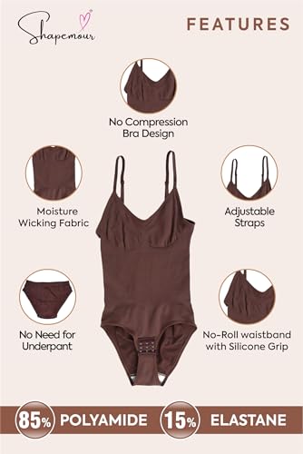 Image of SHAPEMOUR Thong Bodysuit for Women, Slimming Design Shapewear for Women, Tummy Control Body Shaper with Silicone Grip, No Steel Bones for All Day Comfort, Seamless Sculpting Bodyshaper