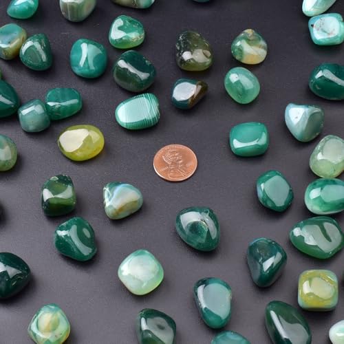 Image of Green Agate Healing Crystal Stone Set - 24 Pieces, 0.6 inch Natural & Polished Stones for Healing, Meditation, Reiki, Chakra, Crafting & Decoration