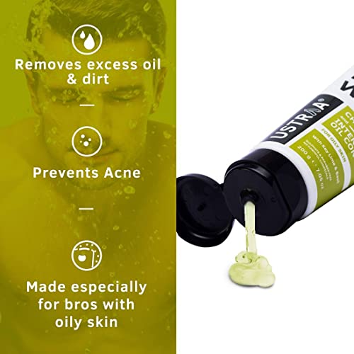 Image of Ustraa Face Wash - Oily Skin - 2 x 100g (Pack of 2) - With Basil & Key Lime - For Acne-Prone Skin | No SLS | Checks Acne & Blackheads | Control Excess Oil, Removes Dirt and Helps Repair Skin