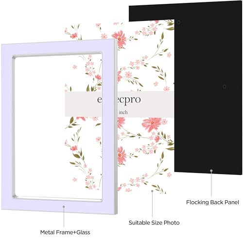 Image of eletecpro 4x6 Enamel Picture Frame Set of 2 with Real Glass Cover, Cute Photo Frame with Silver Metal Edge, Horizontal and Vertical Display Pictures 4 by 6 for Tabletop and Wall Decor, Purple