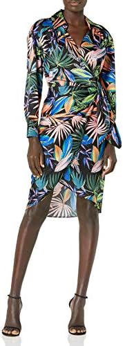 MILLY Women's Jordan Tropical Palm Print Dress, Black Multi, 8