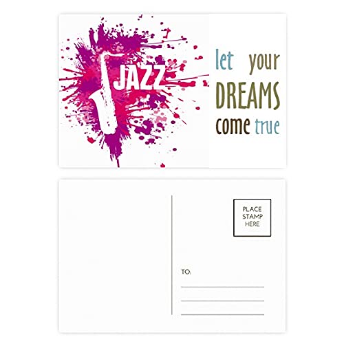 Cartes de remerciement Jazz et Saxophone au graphisme soigné Dream Come True en lot de 20