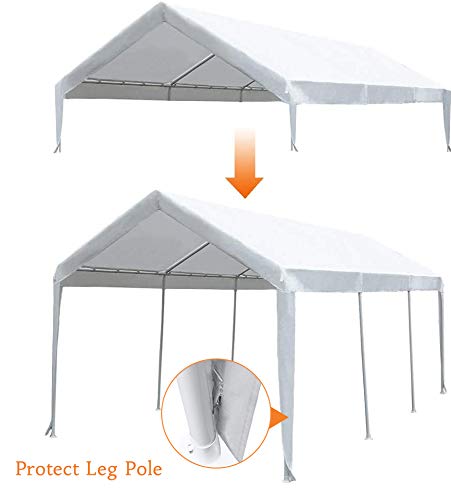 Abba Patio 10 x 20-Feet Carport Replacement Top Canopy Cover for Garage Shelter