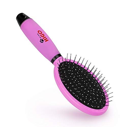 Giko 2 in 1 Pet Brush & Hair Remover–Perfect Daily Grooming–Eliminate Loose Undercoat Fur-Remove Pet Hair from All Surface-Give Pet Joyful Massage Dogs & Cats Long & Short Fur (Pink)