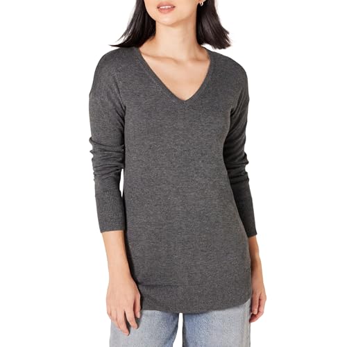 Image of Amazon Essentials Women's Lightweight V-Neck Tunic Sweater, Long Sleeve, Ribbed (Available in Plus Size)