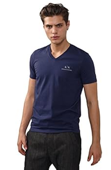 Apparel Armani Exchange Mens Signature A|X V-Neck Blue Depths Book