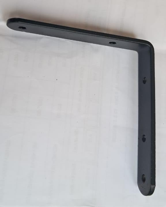 Image of Q1 Beads 4 Pack Metal 4 x 4 inches Heavy Duty 30 Kgs. Load Capacity L Clamp Angle Bracket Floating Shelf Bracket for Wall Shelf,Rack, Home,Shop, Showroom (4 x 4 Inches, Black Powder Coated)