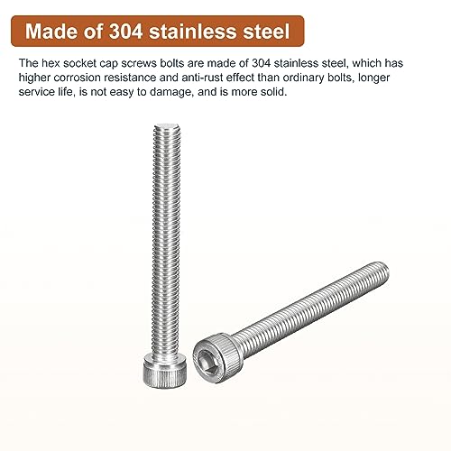 DTGN M8x70mm Socket Head Cap Screws Bolts, 10Pcs 304 Stainless Steel 18-8, Metric Machine Hex Socket Screw, Hex Drive - Image 3