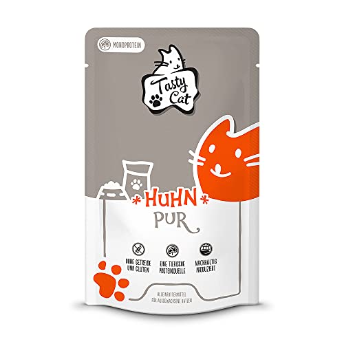 TastyCat Nassfutter für Katzen Mono Huhn pur 12 x 125g. | getreidefrei | zuckerfrei | Monoprotein Cover