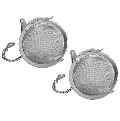 HIC Kitchen Mesh Ball Tea Infusers, 18/8 Stainless Steel Mesh For Loose Leaf Tea and Mulling Spices, Set of 2, 2-Inch