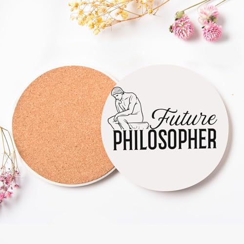 Sous-verre ronds en céramique Future Philosopher x6 pour table