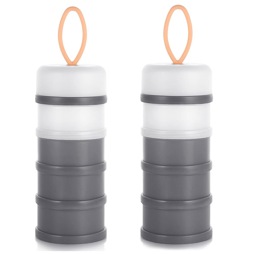 Milchpulver Portionierer Baby,4 Lagiger Milch Pulver Spender,Säuglingsnahrung Kasten,Formel Milchpulver Zufuhr Tragbare,Milchpulver Spender Stapelbare,Milchpulver Box(2 Stück,BPA-frei)