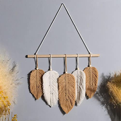 Macrame suspensão de parede Boho decoração de parede à mão folhas borlas decoração ornamentos de alg