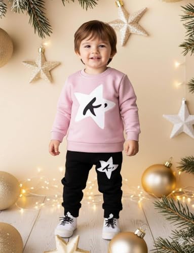 Image of Cotton Casual Full Sleeve Hoodie Set for Boys (Pink and Black) Cute & Comfortable Outfit Perfect for Little Boys Fun Design for Playtime