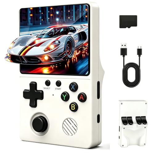 Retro Konsole Handheld mit über 20.000 Spielen – Tragbare Handheld Spielkonsole mit 3,5 Zoll IPS Display, 64GB, 3000mAh Akku (Reisweiß)