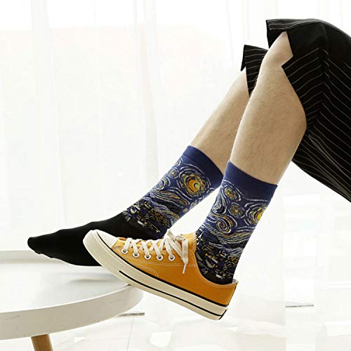 HSELL Mens Famous Painting Art Printed Dress Socks Crazy Colorful Pattern Fun Crew Cotton Socks4