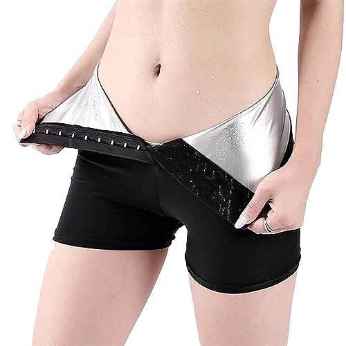 NIULI Pantalones de pérdida de peso, pantalones de sauna, pantalones de sudoración para mujeres quemar grasa, pantalones cortos 2 en 1 para mujer, pantalones cortos para mujer, Three-divided, L