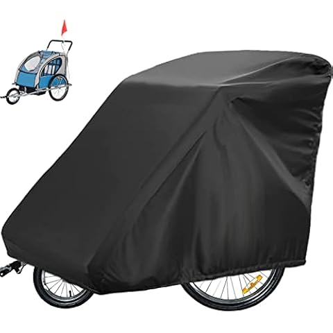 Sqodok Bicycle Trailer Cover, Waterproof Bike Trailer Storage Cover 420D Oxford Material with PU Coating, Kid's Pet Bike Trailer Cover Anti-UV, Windproof, Dustproof, 55x 33x 39 inch Cover