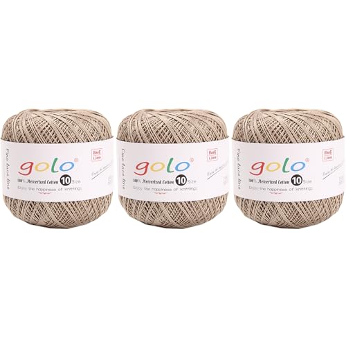 Image of golo 3 Balls Crochet Thread Size 10 Crochet Yarn for Hand Knitting 278