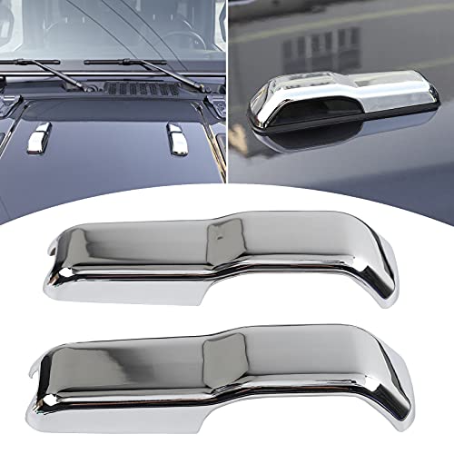 Voodonala Hood Hinge Cover Trim Exterior Accessories Decoration for 2018-2024+ Jeep Wrangler JL JLU Sports Sahara Freedom Rubicon Unlimited Gladiator JT 2-Door & 4-Door 2PCS Bright Silver(Update)…