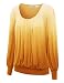 LL Womens U-Neck Long Sleeve Ombre Pleats Top - Made in USA