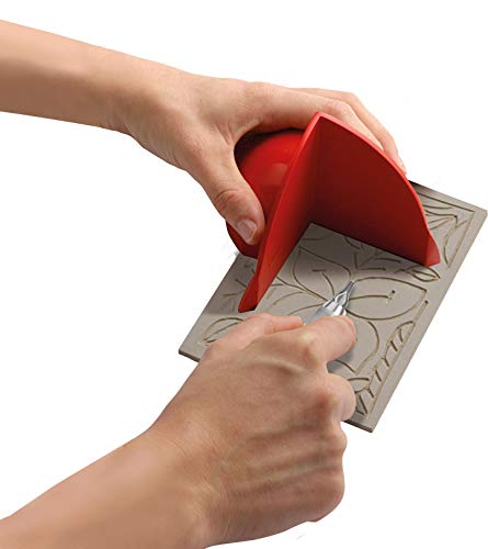 Lino cutter Essdee et protège-mains rouge pour gravure