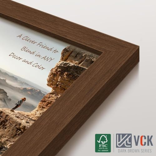 Image of VCK 12x18 Frames 3 Pack, Brown Poster Frame MDF Wood with Polished Plexiglass, Wall Mounting Horizontal & Vertical Display