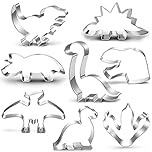 Dinosaur Cookie Cutter Set 8 Pieces Trex, Brontosaurus, Spinosaurus, Brachiosaurus, Triceratops, Dinosaur Head Footprint, Dinosaur Cookie Cutter for Kids Dino Party