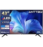 Antteq Smart TV QLED 4K 43 Pouces (109 cm) - Design sans Bord, HDR, Store d'Apps, Assistant Vocal...