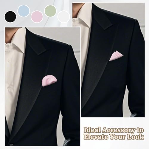Image of LJBFNN Pocket Squares Handkerchiefs for Men Soft Cotton Mens Womens White Pocket Square with Holder for Suit Wedding Business