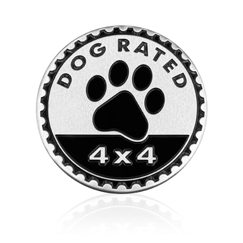Image of Dog Badge Rated Car Emblem, 4 x 4 Metal Automotive Badge Decal Stickers, 3D Round Badges Emblem Decals, Exterior Car Accessories Compatible with Wrangler Vehicle Truck SUV